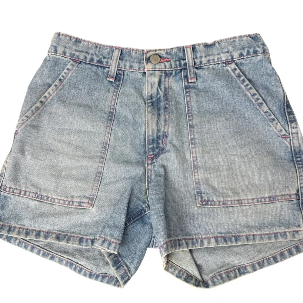 Polo Jeans Co Ralph Lauren Denim Shorts Light Wash Pink Stitching Size 6 4 Inch